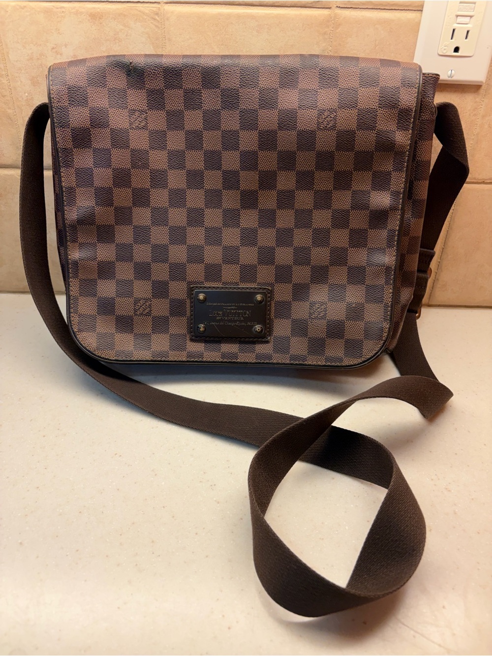 Louis Vuitton Brown Damier Canvas Crossbody Messenger Bag